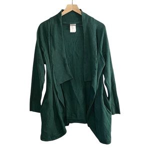 Thought Wool Blend Open Waterfall Cardigan Sweater in Green 12